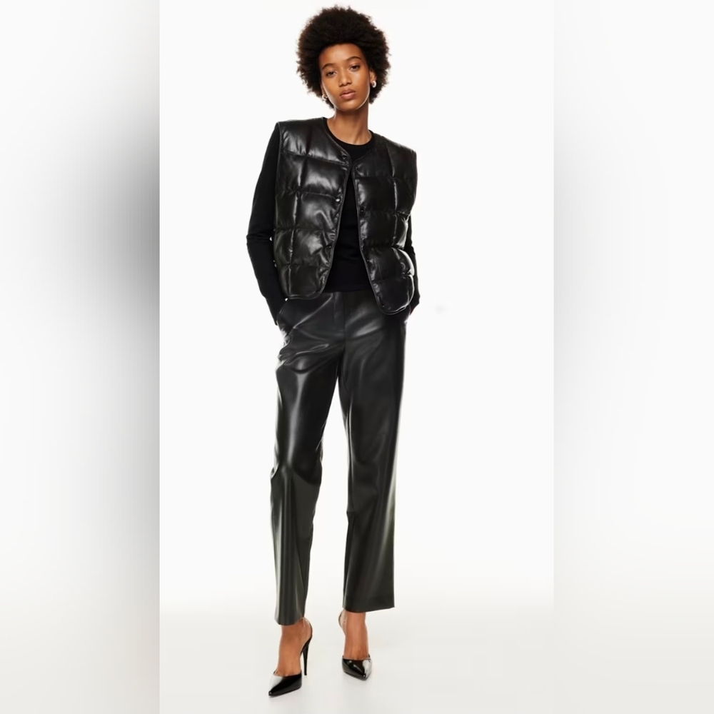 Babaton Altman Quilted Black Faux Leather Vest XS